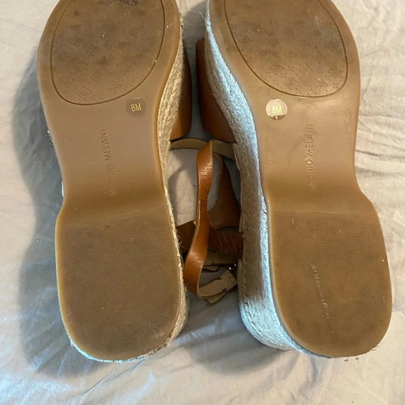 Antonio Melani Brown Espadrilles Sandals Platform Size 8 Heels Summer Neutral - Picture 4 of 6